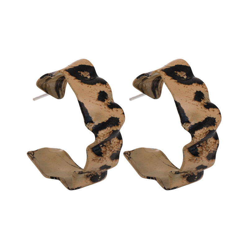 Cercei Dublu cu Print de Leopard