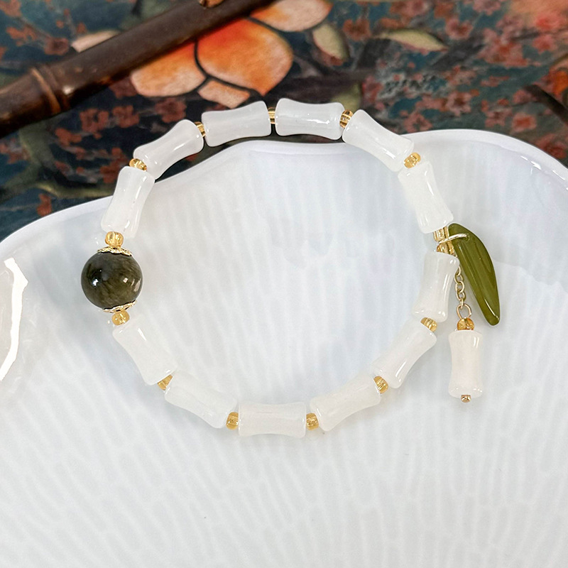 대나무 매듬 캣츠아이 비즈 팔찌