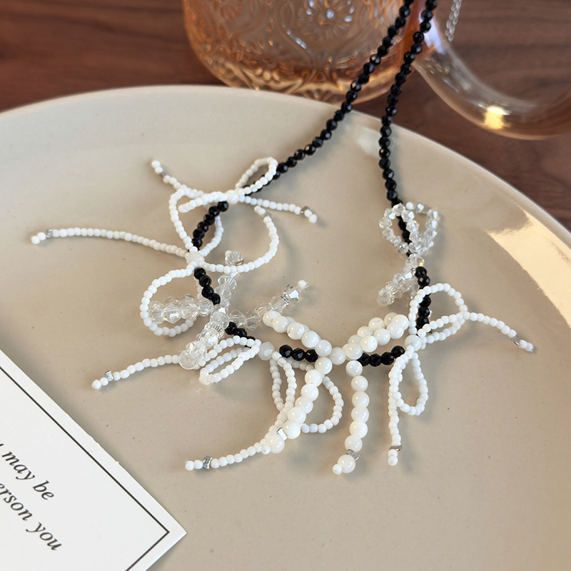 Beaded Crystal Bow Necklace