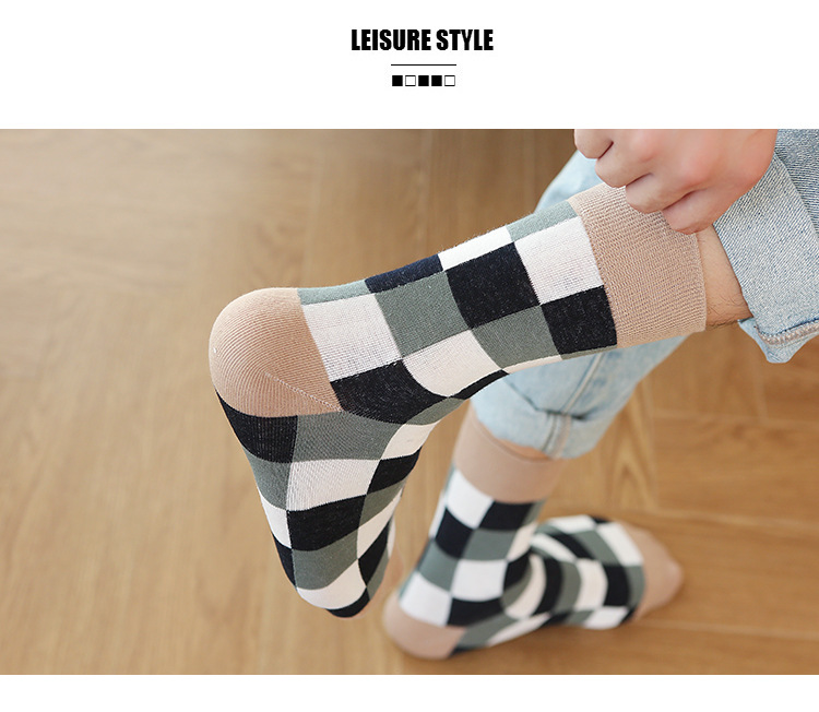 Pánské Casual Podkolenky s Kostkovaným Vzorem