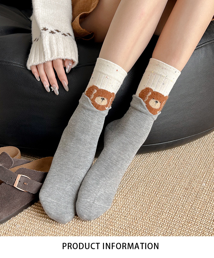 Meias Meia-Canela Mulher Flockada Desenho Animado