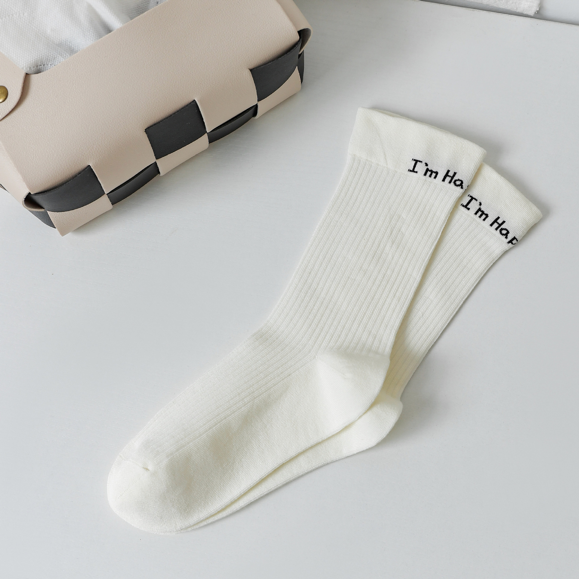 Meias Canelado Preto e Branco