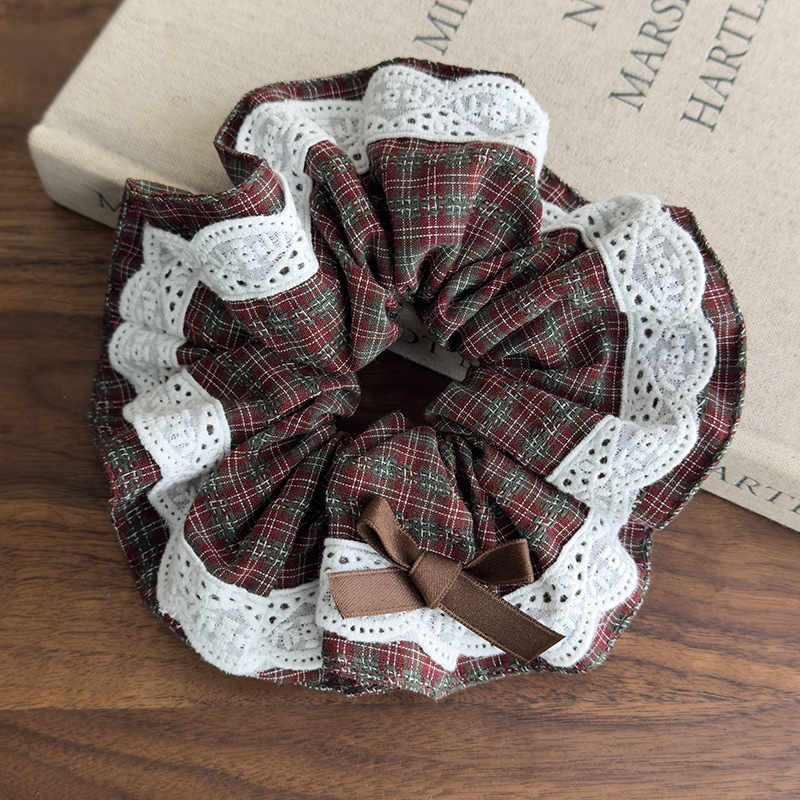 Kostkované Stuhy do Vlasů s Krajkou