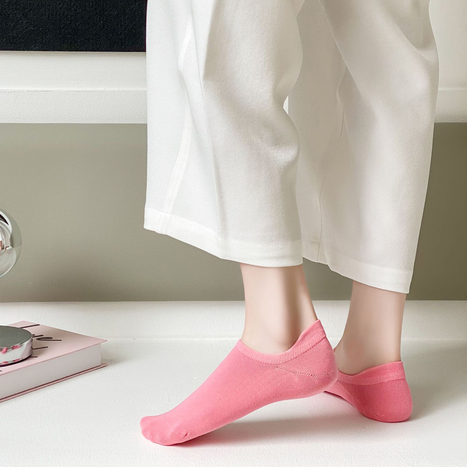 여성용 파스텔 컬러 인비저블 앵클 삭스