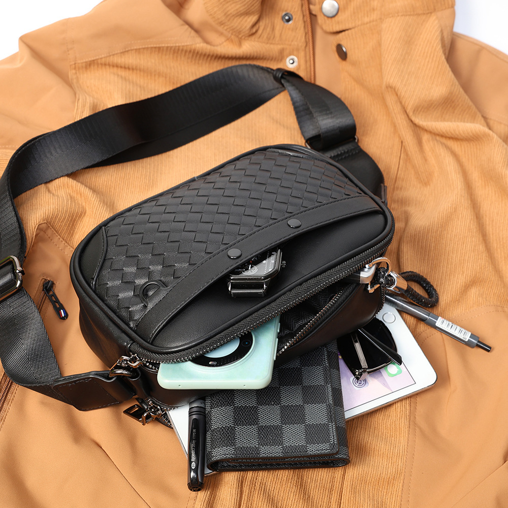 Geweven Vierkante Schoudertas voor Mannen