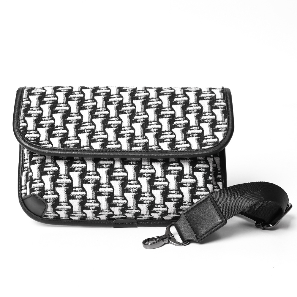 Męska Saszetka Na Klatkę Mała Kwadratowa Skóra PU Czarna