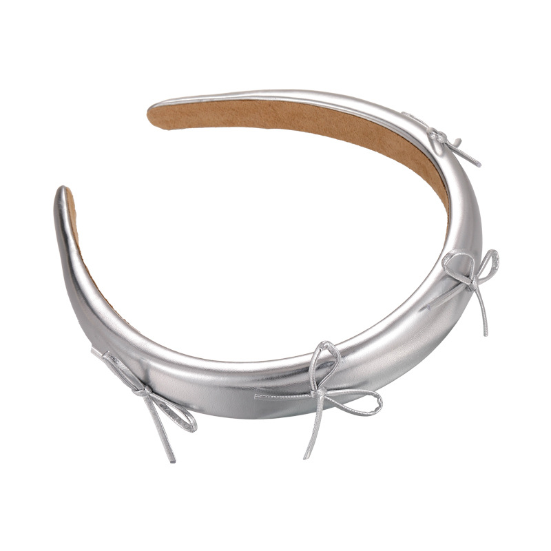 Bandeau Cuir Noeud Argenté