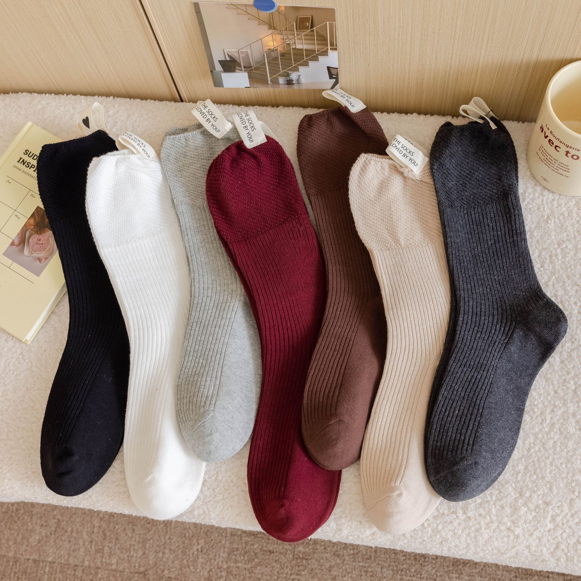 Meias Mid-Calf de Algodão