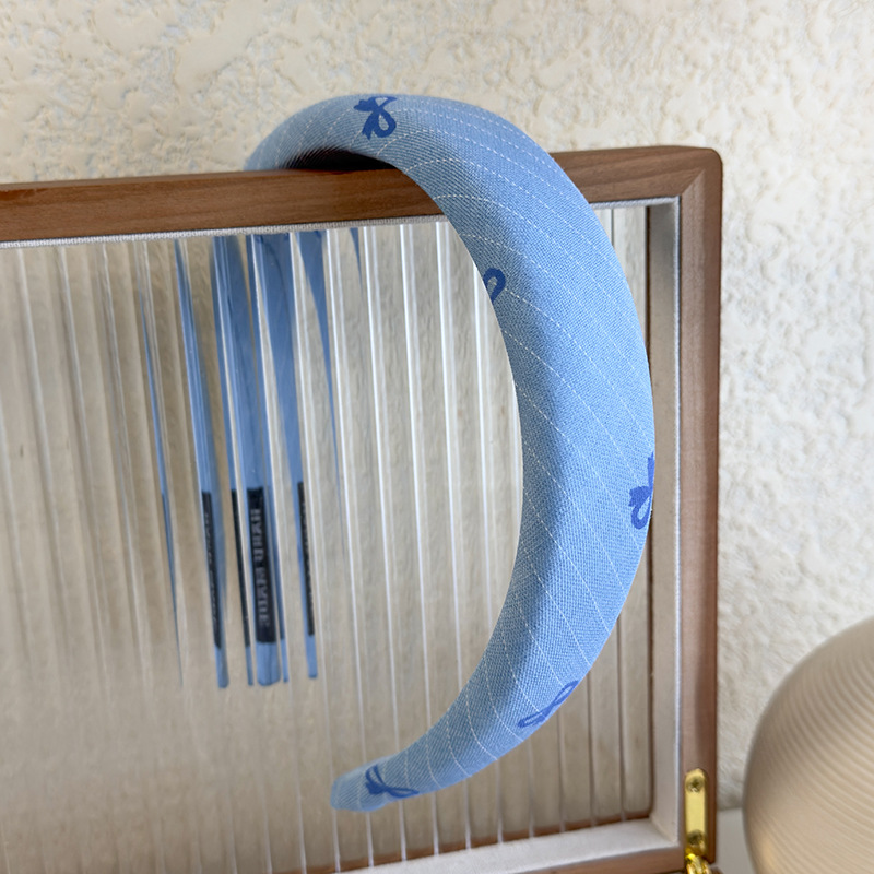 Diadema con Lazo de Cuadros Azules