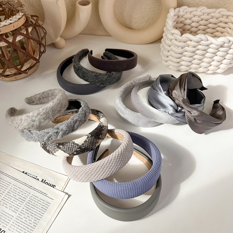 Bandă de Păr Tricotată Gri