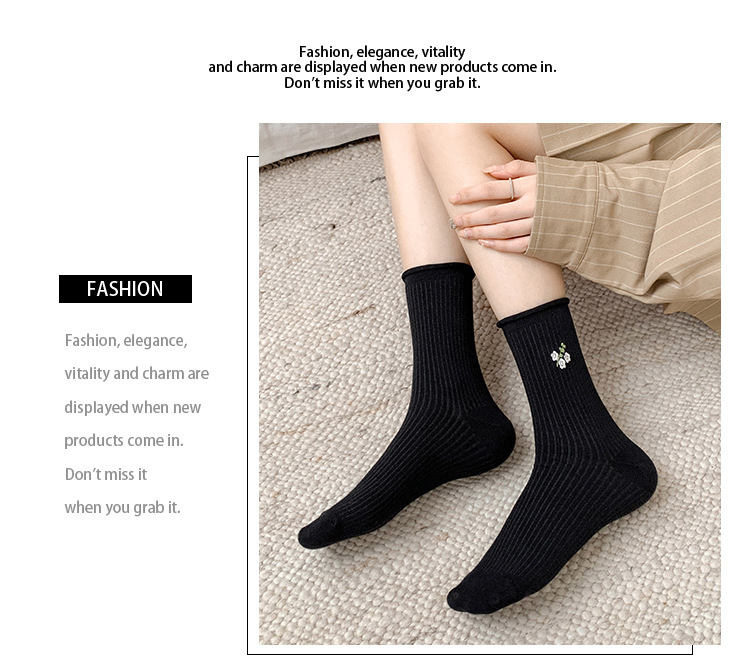 Meias Femininas Bordadas Florais