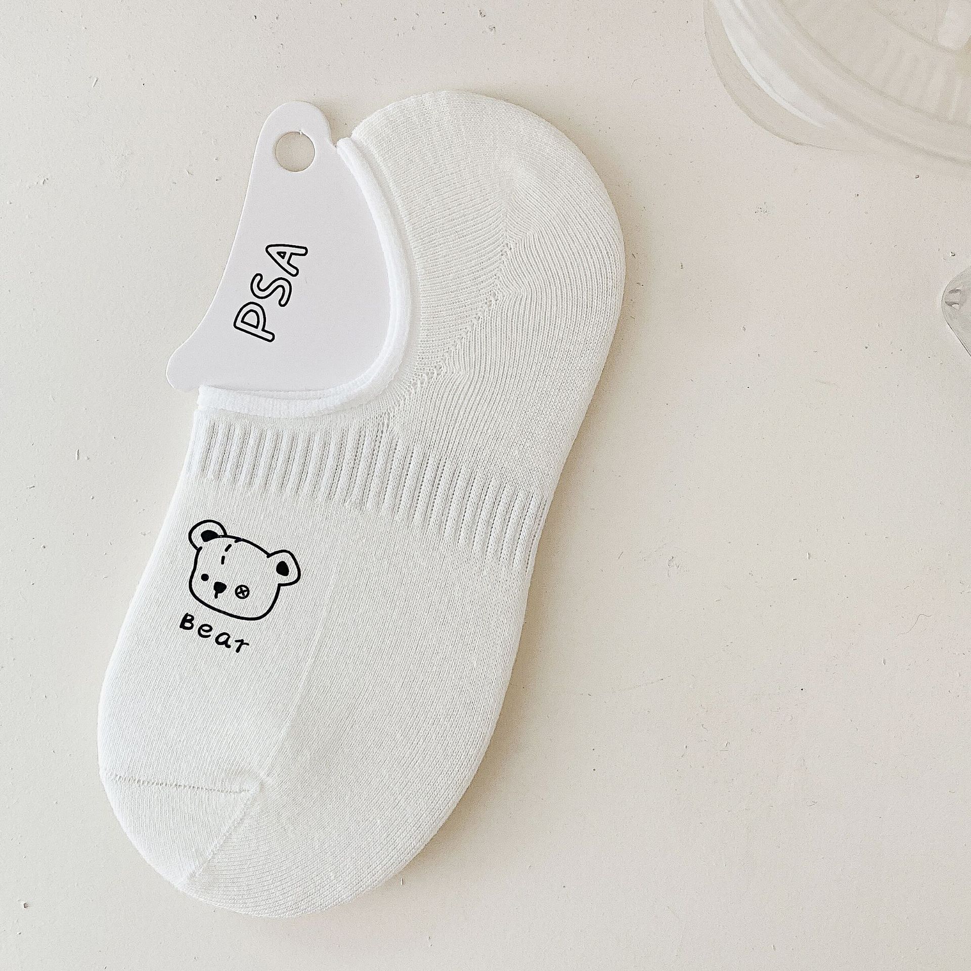 곰 캐릭터 프린트 노쇼 앵클 양말