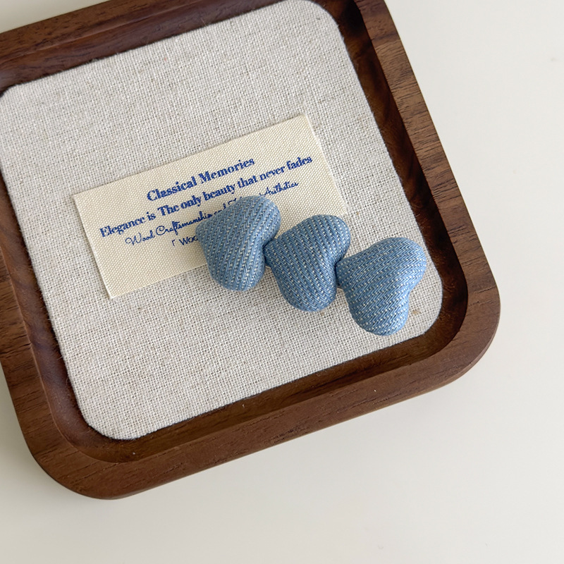 Agraf de Păr cu Inimă Denim Albastru