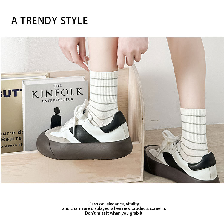 Meias de Algodão Listradas Femininas