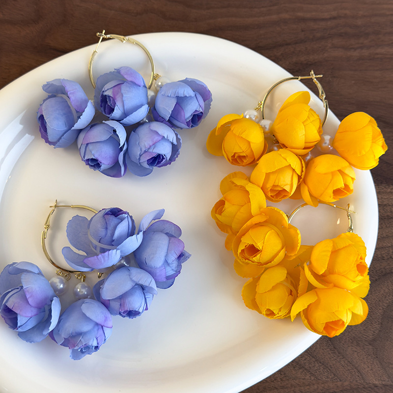 Серьги-кисточки с жемчугом Цветочные