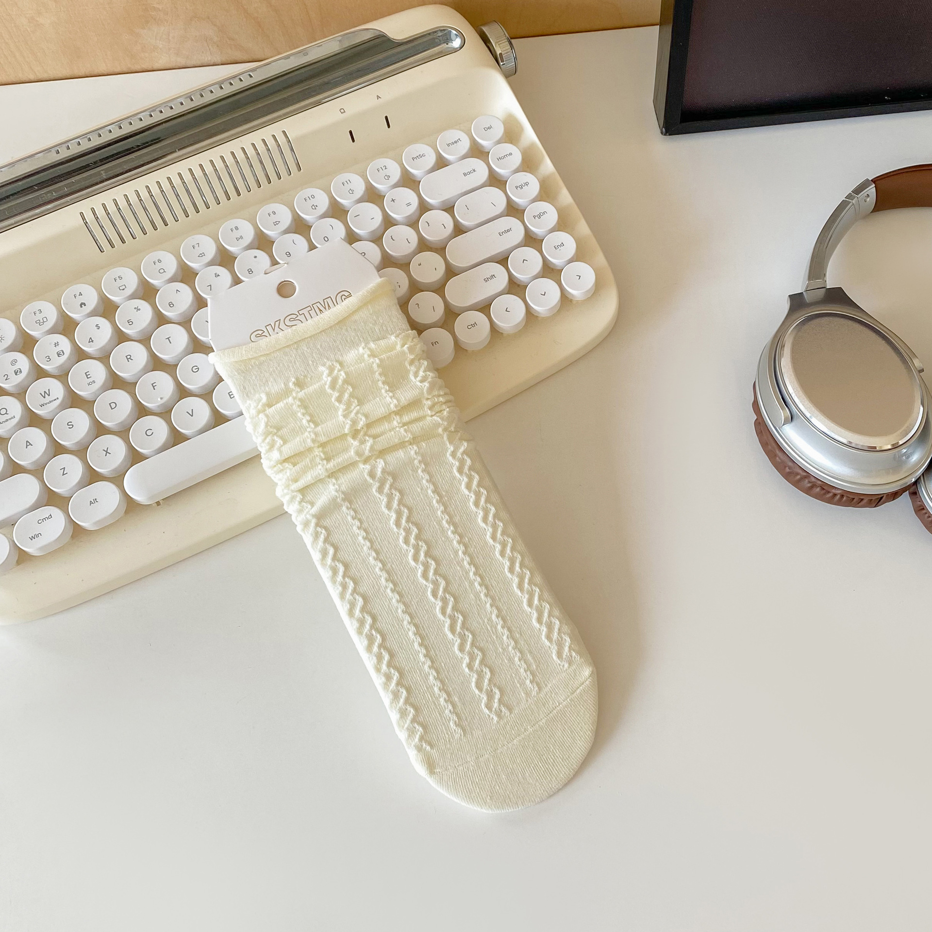 Meias de Algodão com Ponto de Tricô