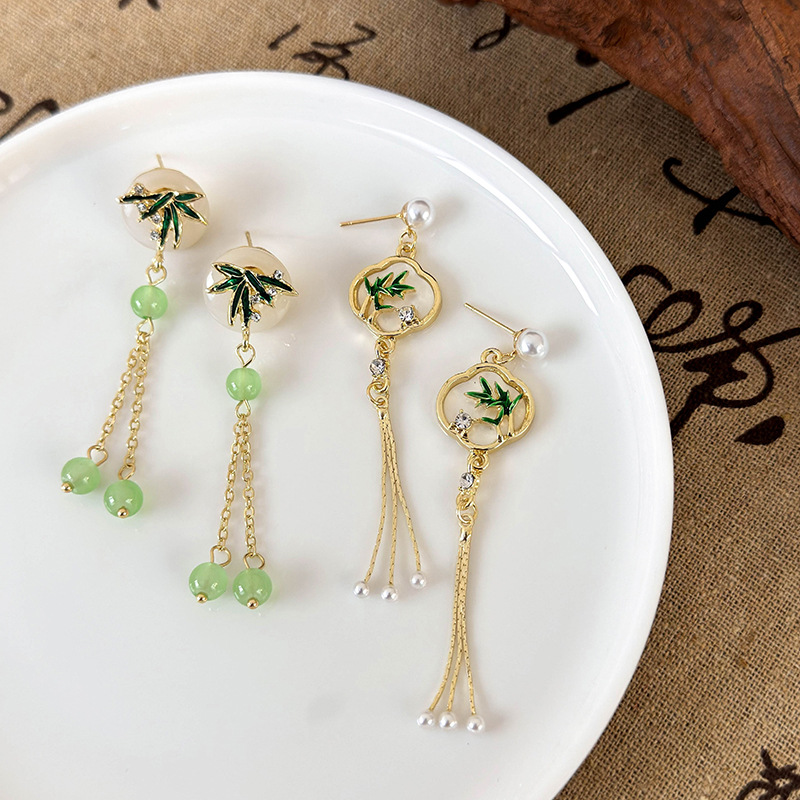 Bambu Pärl Tofflor Örhängen