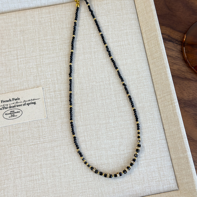 Намисто з Чорним Онiксом та Цирконієм