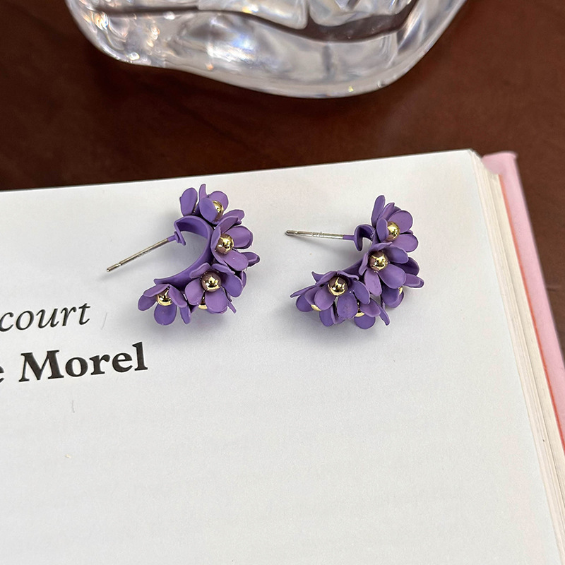 기하학 플라워 하트 귀걸이