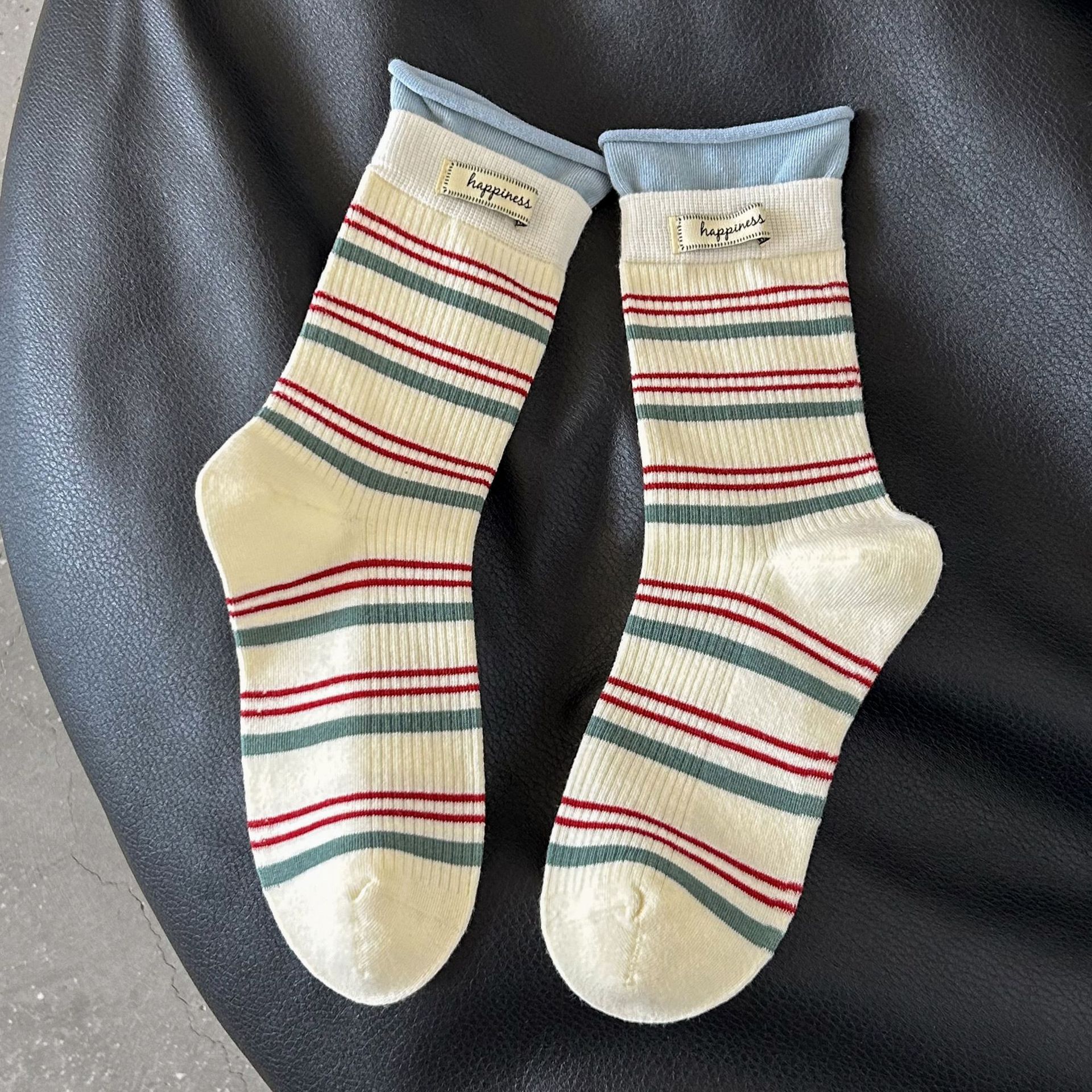 Dámské Žebrované Pruhované Podkolenky Slouch