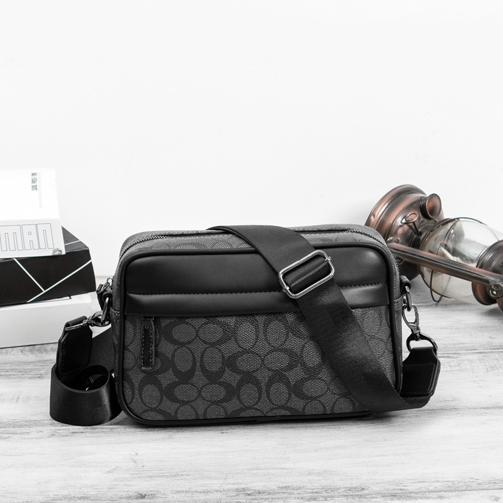 メンズチェックメッセンジャークロスボディバッグ