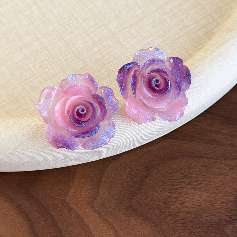 그라데이션 카멜리아 플라워 귀걸이