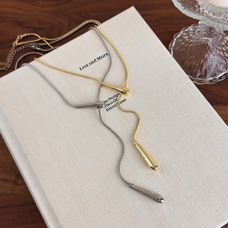 Мінімалістичний Намисто Зміїний Ланцюг з Підвіскою Краплею