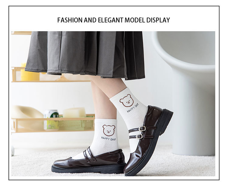 Meias Meia Canela Urso Cartoon