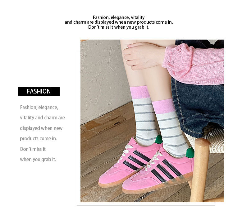 Meias Mid-Calf com Bloco de Cor Listradas para Mulher