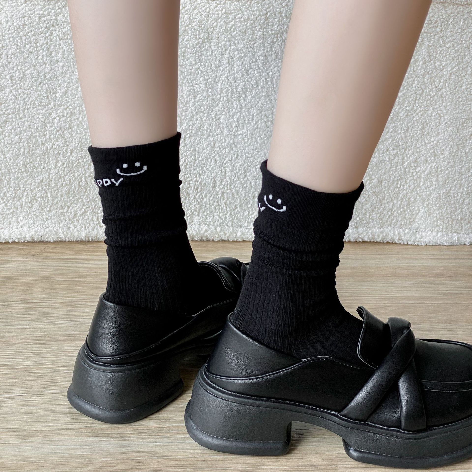 Meias Canelado Preto e Branco