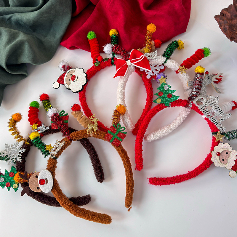 Bandă pentru Păr din Pluș de Crăciun cu Clip