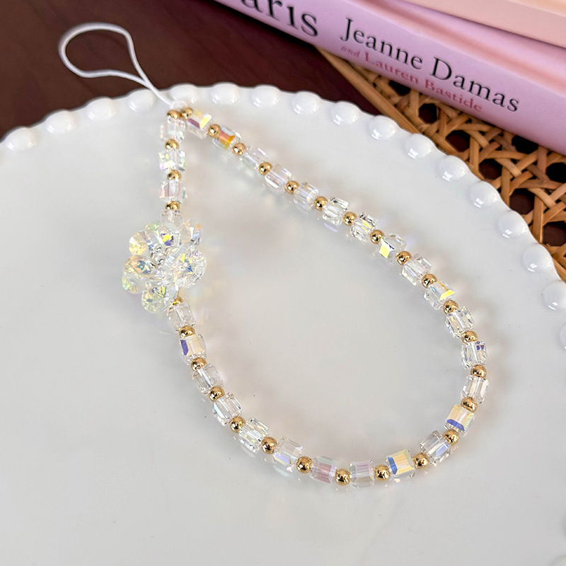 سوار هاتف مع زهرة خرز زجاجي