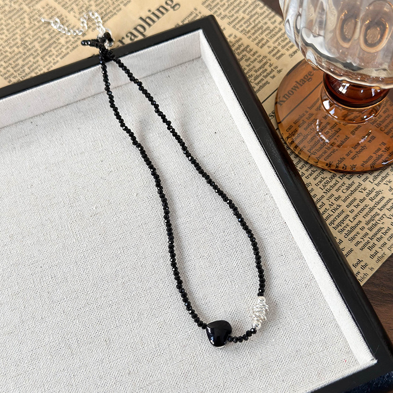 Zwart Hart Kralen Choker Ketting