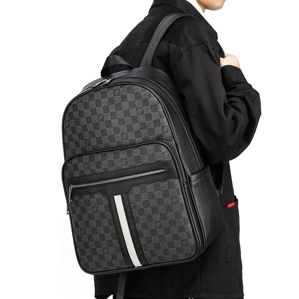 Чоловічий рюкзак у стилі шкіри з шаховою клітинкою