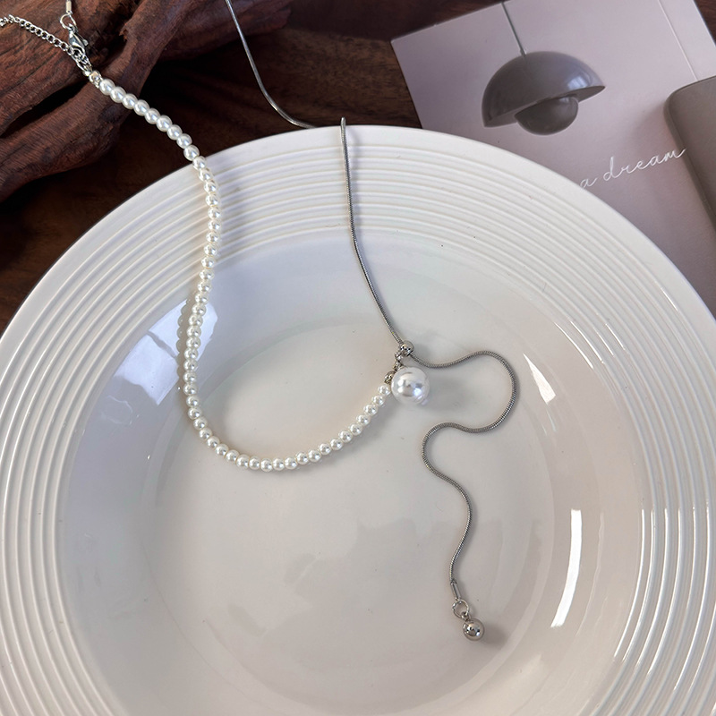 펄 스네이크 체인 목걸이