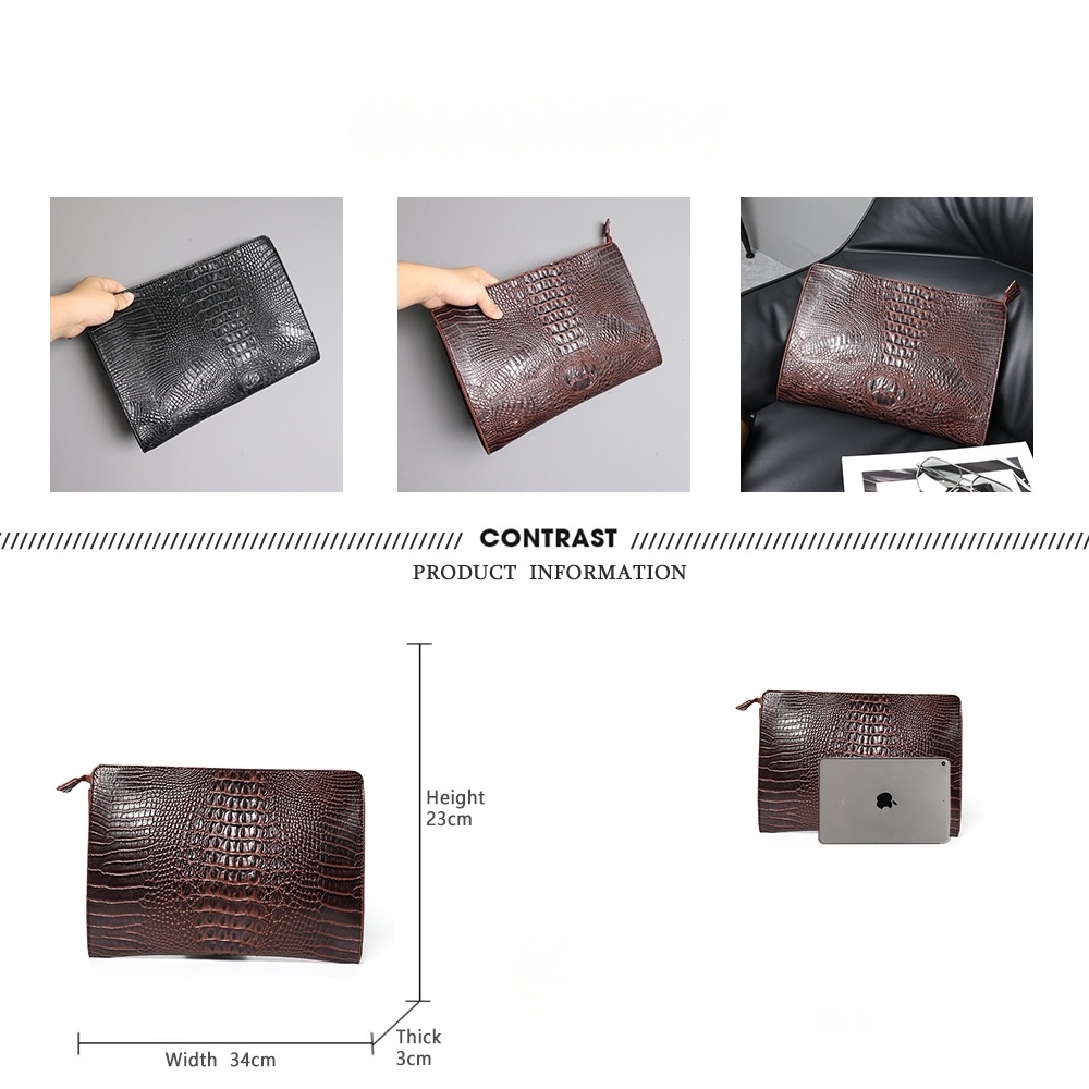 Erkek Timsah Baskılı Klips Çanta