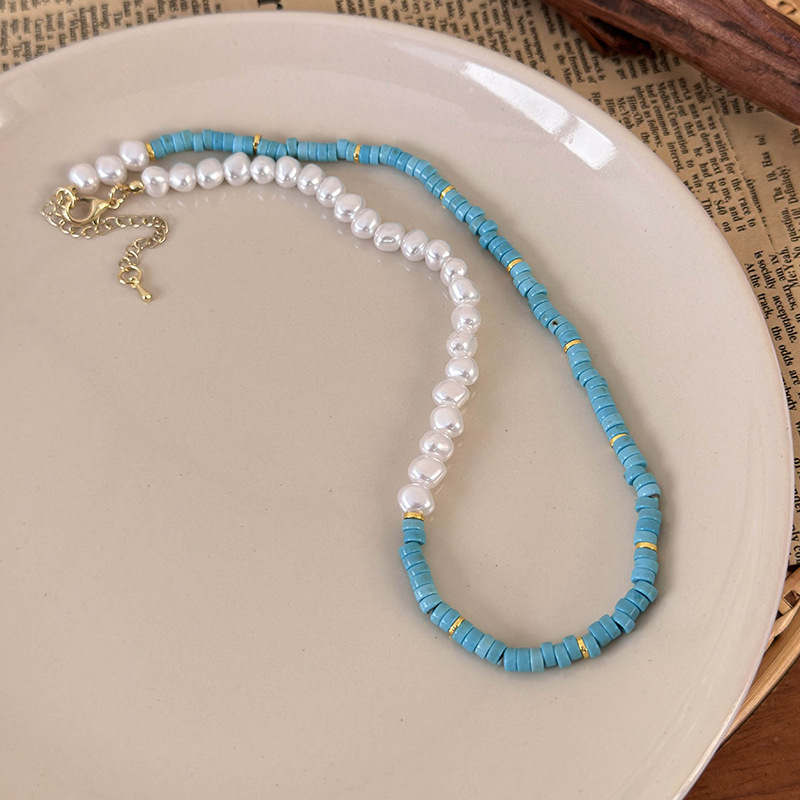 Геометричне намисто-чокер з перлами