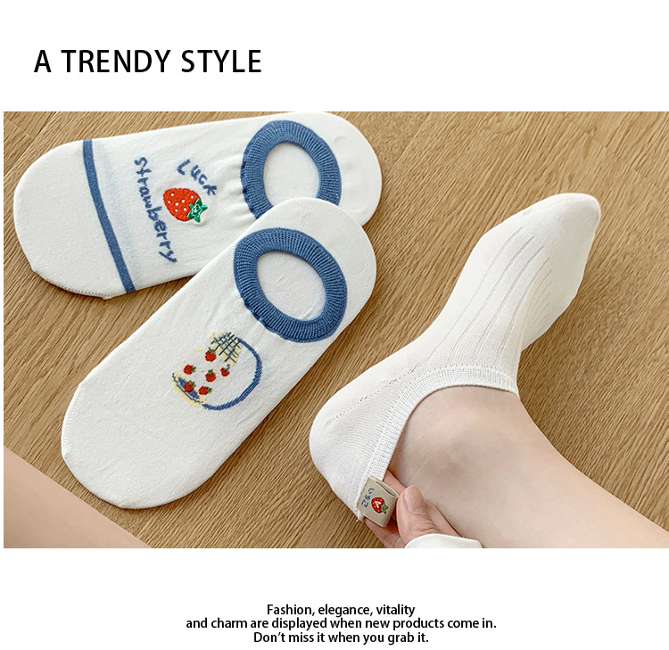 과일 패턴 여성용 발목 양말