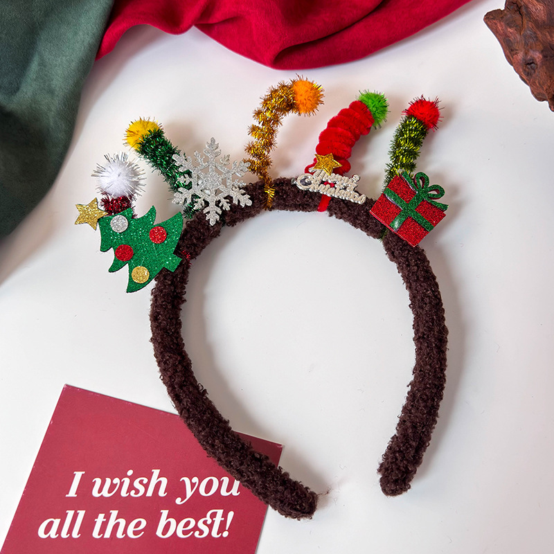 Bandă pentru Păr din Pluș de Crăciun cu Clip