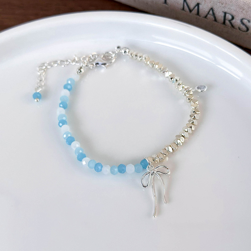 Collana con Fiocco Perle e Perline Blu
