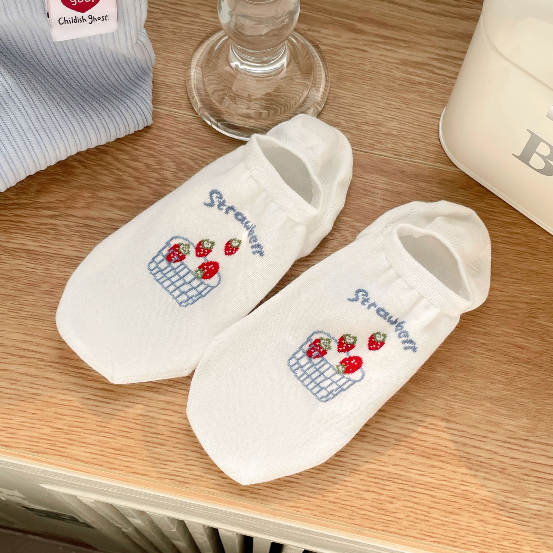 과일 패턴 여성용 발목 양말