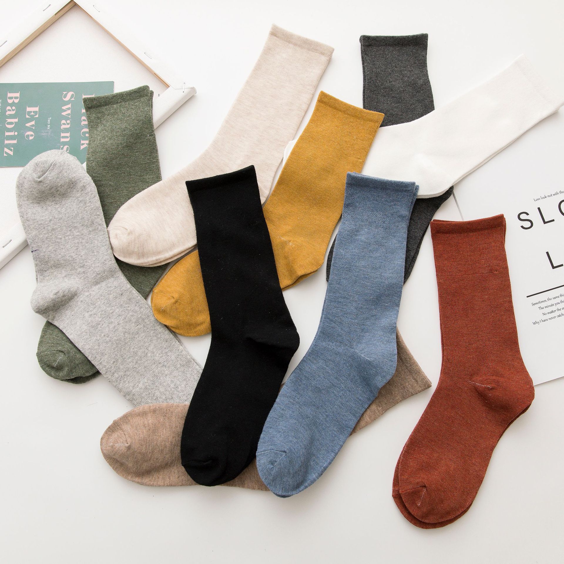 Meias Cano Médio Algodão Femininas