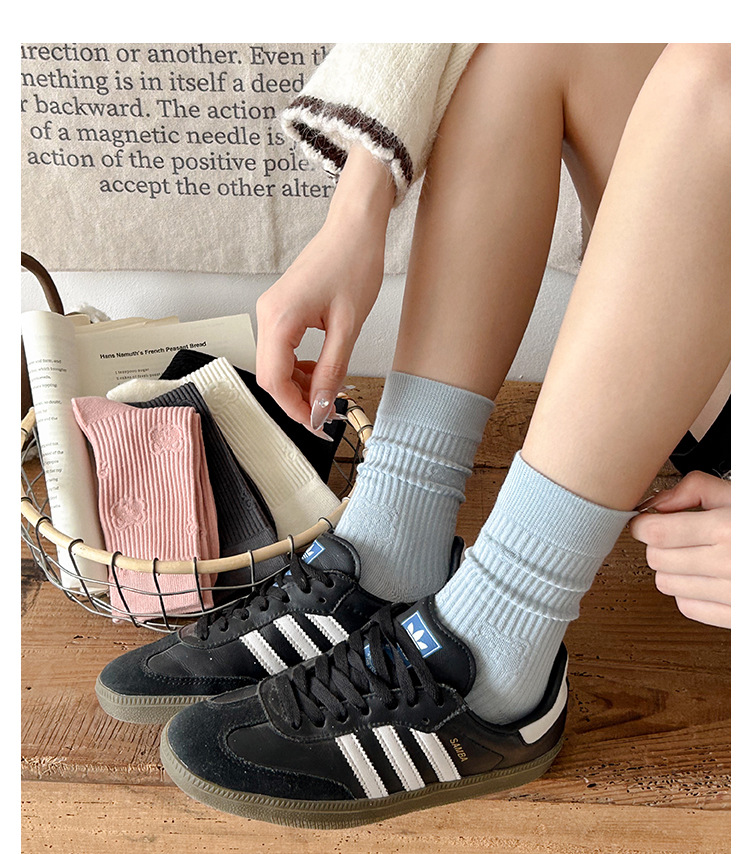 Meias de algodão até a panturrilha com padrão diamante