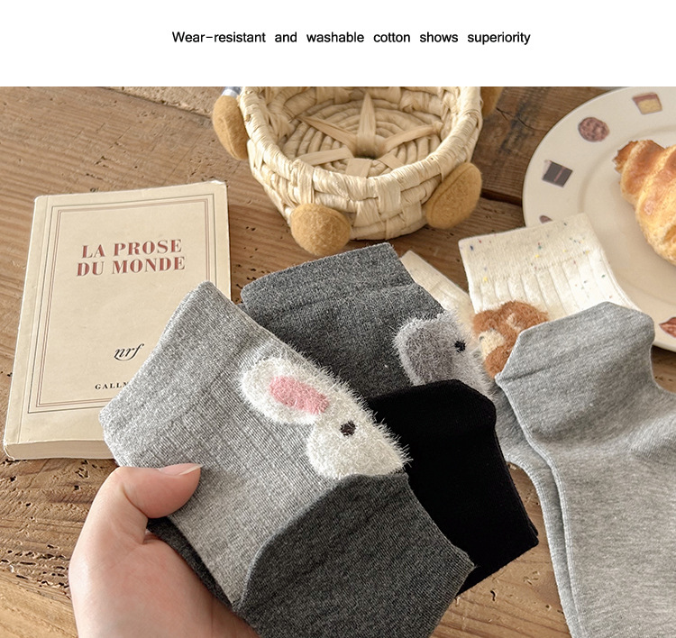 Meias Meia-Canela Mulher Flockada Desenho Animado