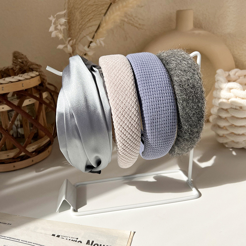 Bandă de Păr Tricotată Gri