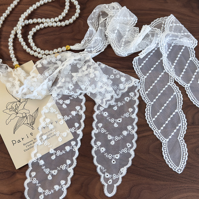 Багатофункціональний шарф з перловим мереживом