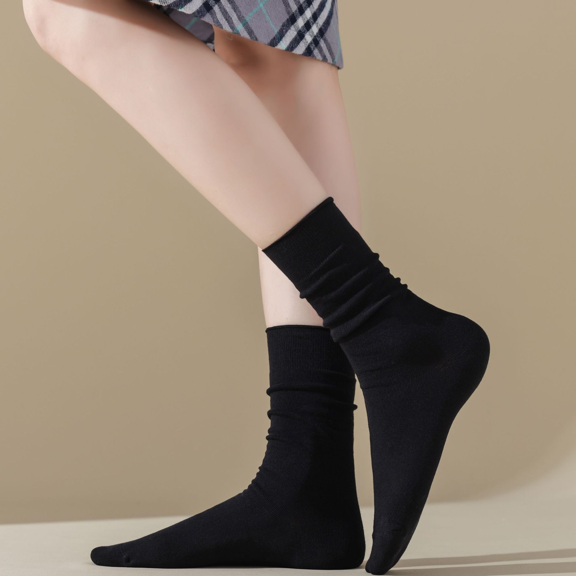 Meias Femininas Mid-Calf Anti-Pilling