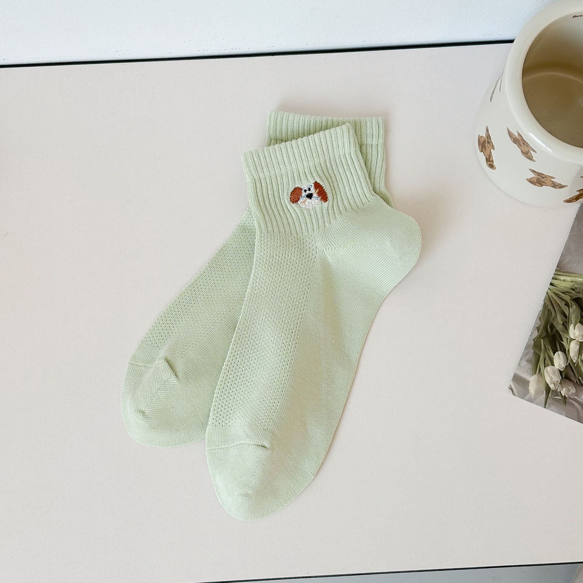 Αόρατες Κάλτσες Γυναικών με Κέντημα Σκύλου