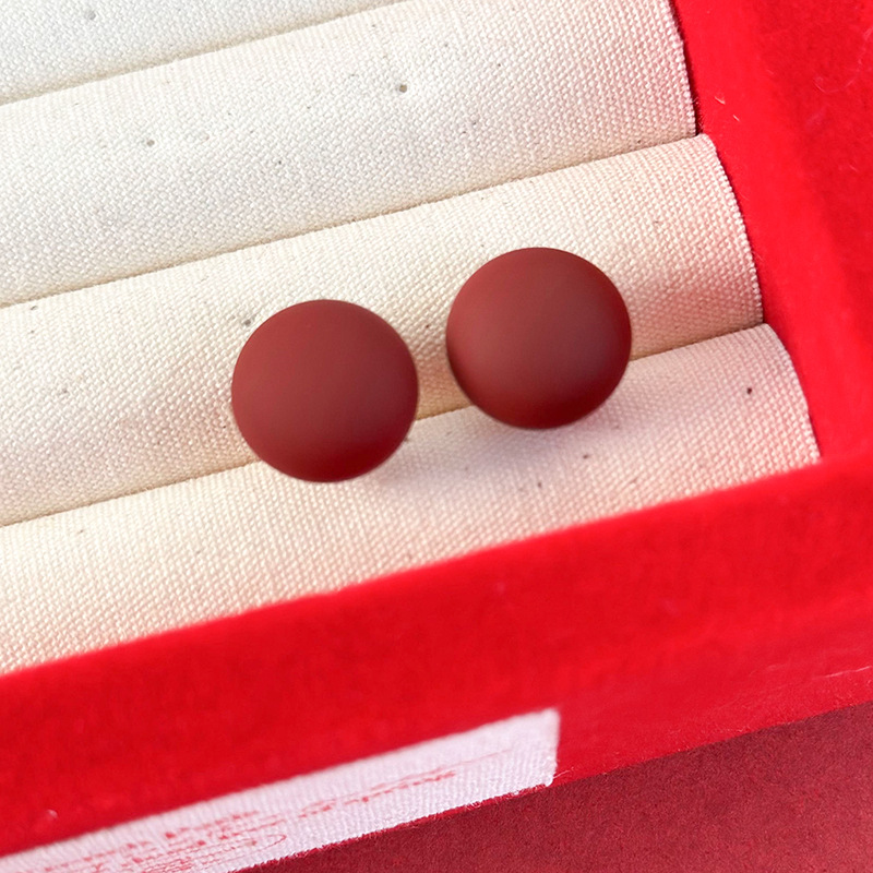 레드 매트 기하학 진주 귀걸이 스터드