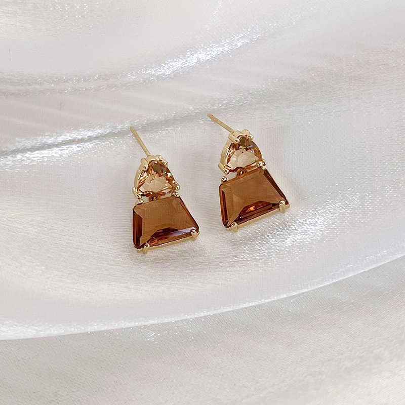 크리스탈 글래스 스터드 귀걸이